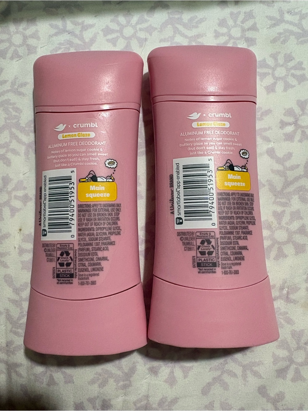 Dove x Crumbl Lemon Glaze Women’s Deodorant Stick - Pink - Picture 2 of 2